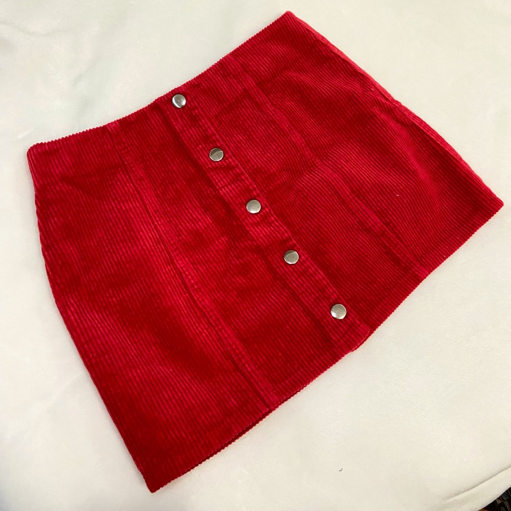 Forever 21 Red Velvet Button Short Shirt